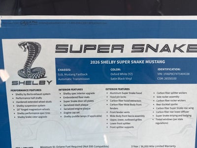 2026 Ford Mustang SHELBY SUPER SNAKE
