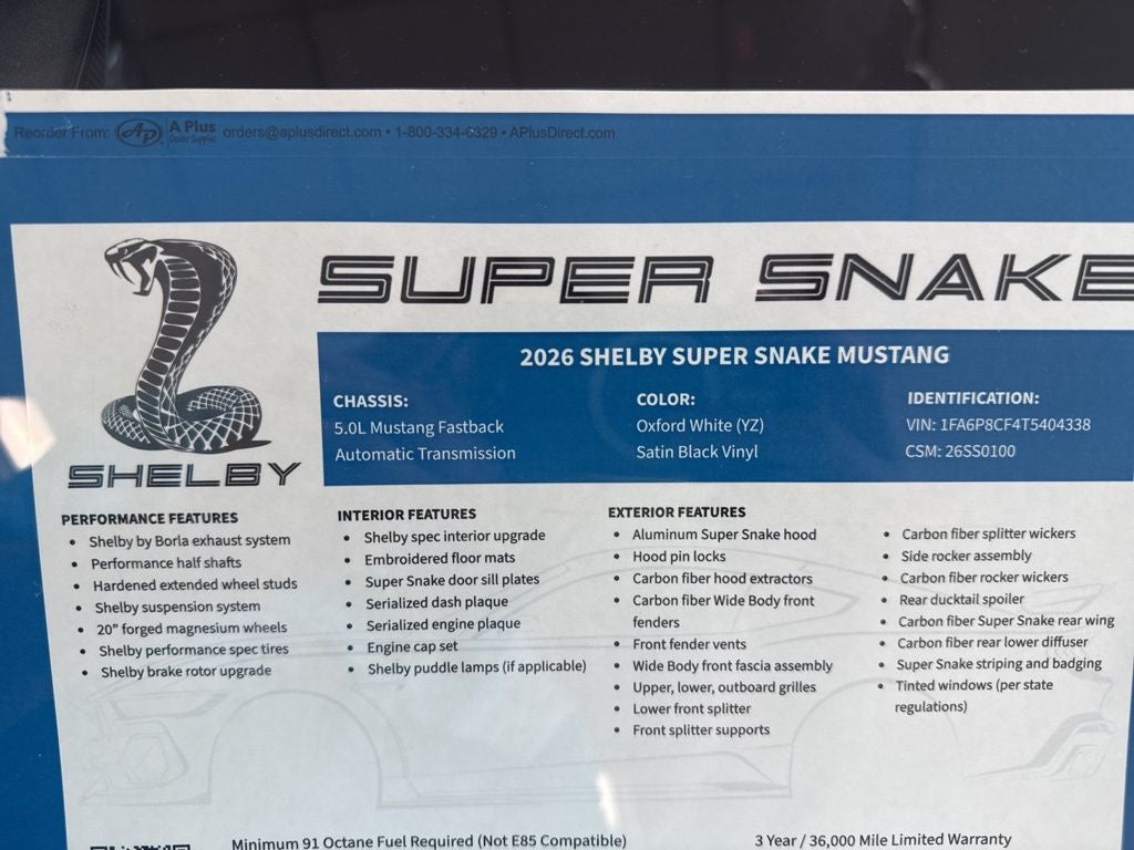 2026 Ford Mustang SHELBY SUPER SNAKE
